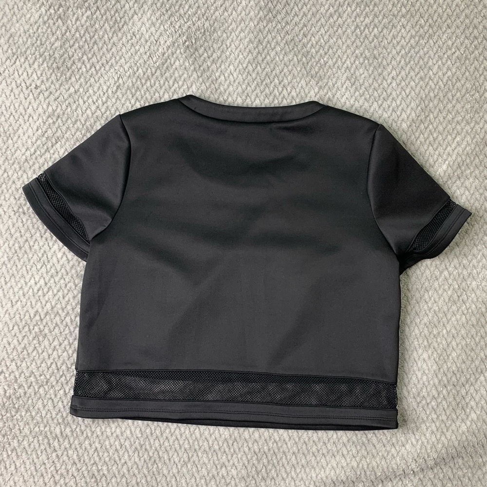 Black mesh crop top